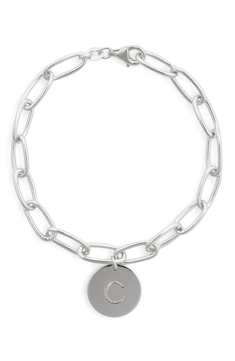 Initial Disc Charm Bracelet