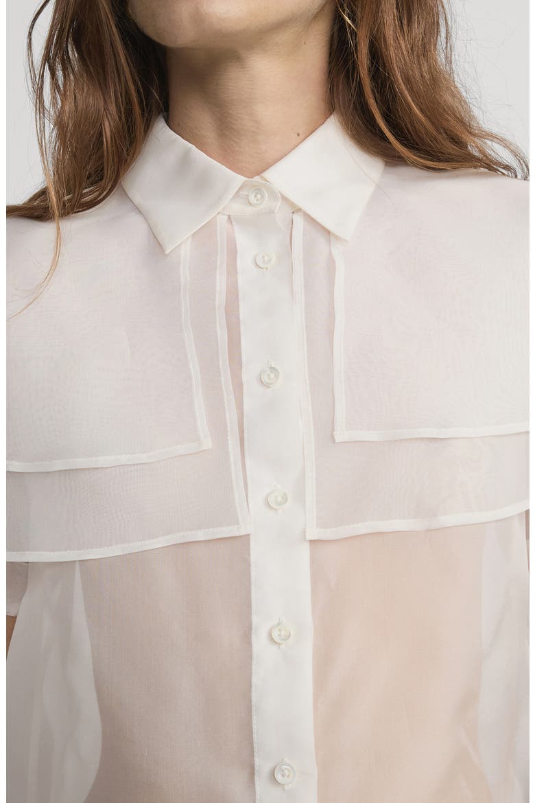 Cape Accent Silk Button-Up Shirt, Alternate, color, CREAM