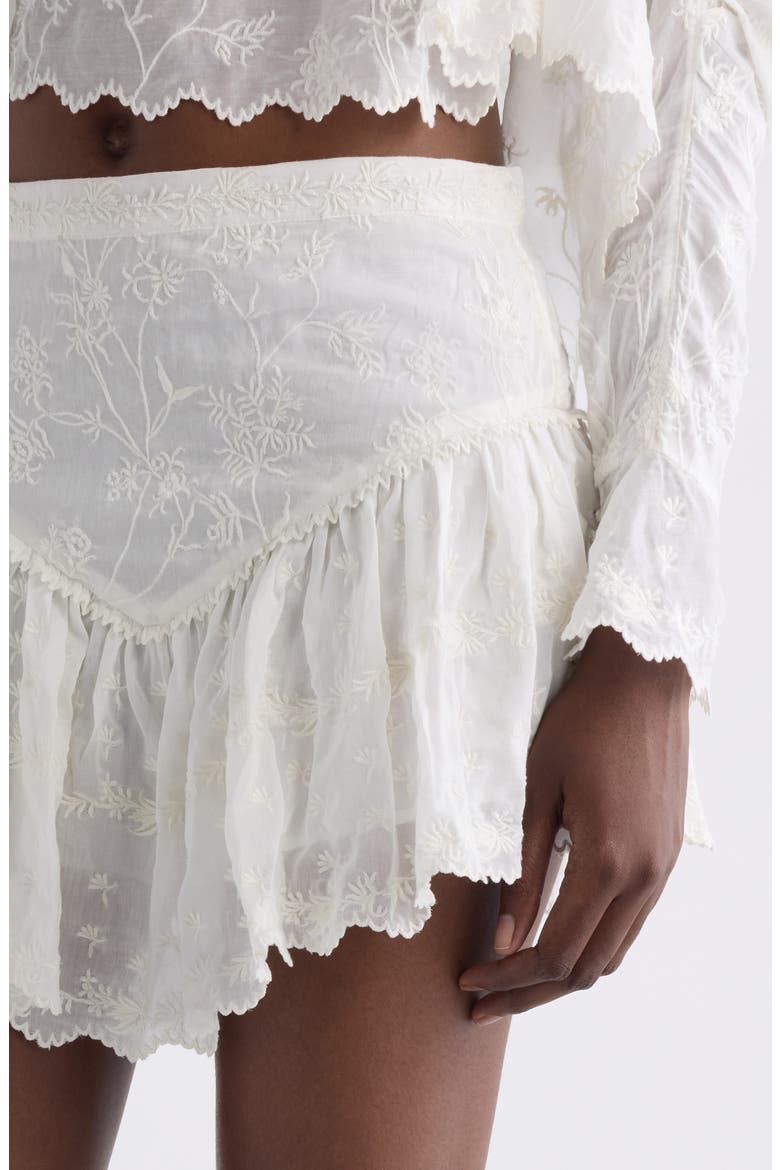 Zoelia Embroidered Cotton & Silk Miniskirt, Alternate, color, WHITE