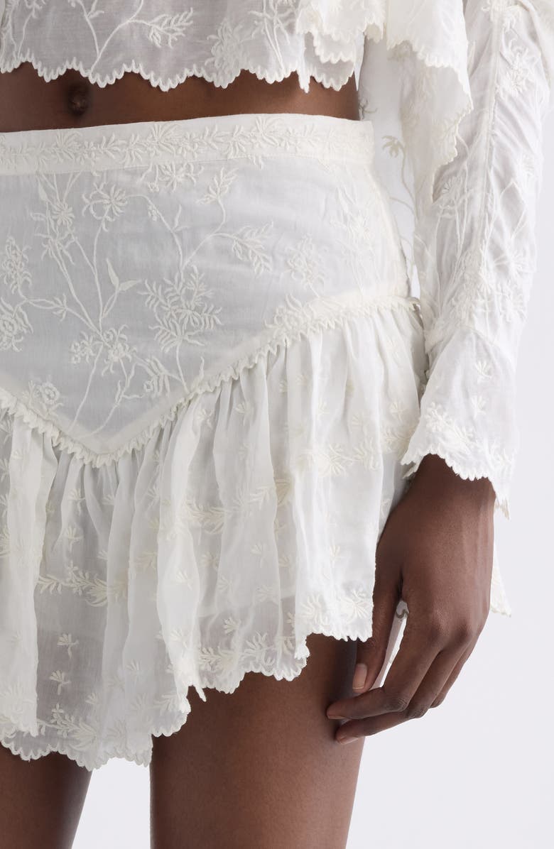 Isabel Marant Zoelia Embroidered Cotton & Silk Miniskirt, Alternate, color, White