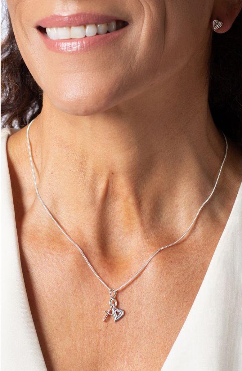 Rizen Jewelry Faith, Hope, & Love Charm Pendant Necklace, Alternate, color, Sterling Silver