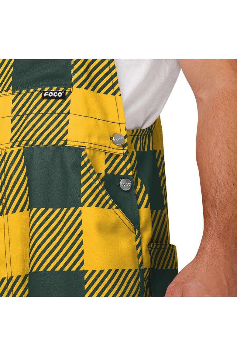 Men's FOCO  Green Green Bay Packers Big Logo Plaid Overalls, Alternate, color, Green