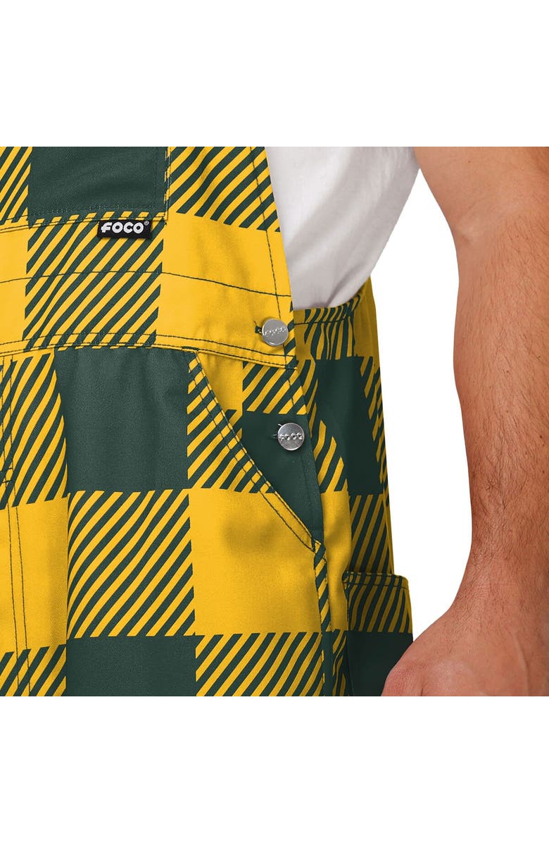FOCO Men's FOCO Green Green Bay Packers Big Logo Plaid Overalls, Alternate, color,