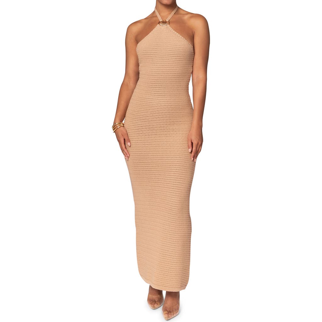 Jluxlabel Overseas Halter Maxi Dress In Beige