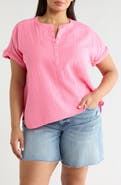 Caslon® Cotton Gauze Popover Top