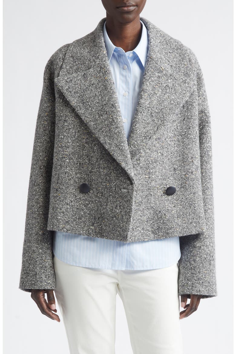 Wide Lapel Alpaca & Wool Blend Jacket, Main, color, GRAPHITE MULTI