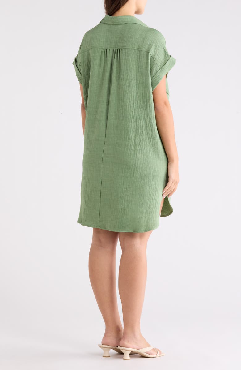 MAX STUDIO Short Sleeve Shirtdress, Alternate, color, Heather Grass