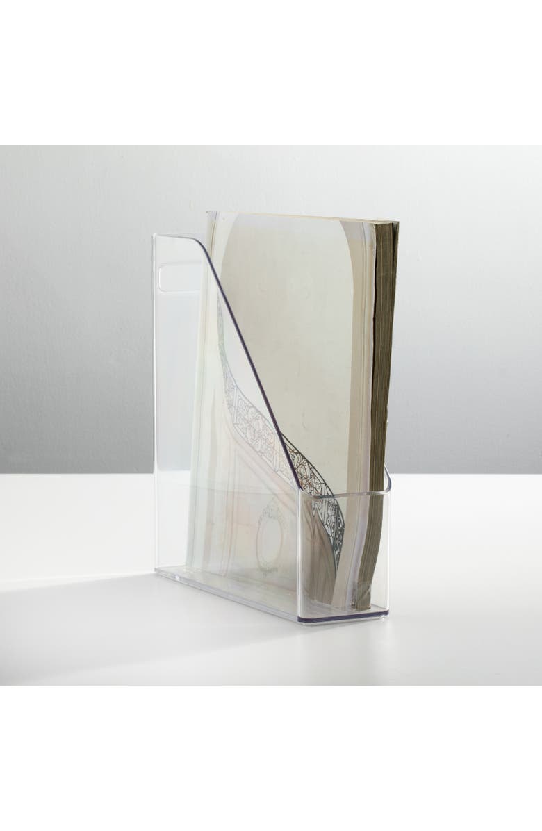 mDesign Plastic Slim File Folder Storage Organizer, Handle, 4 Pack, USA Made, Alternate, color, Clear