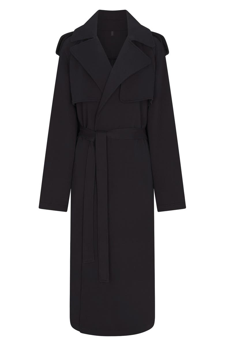 SKIMS Fleece Trench Coat, Alternate, color, Onyx
