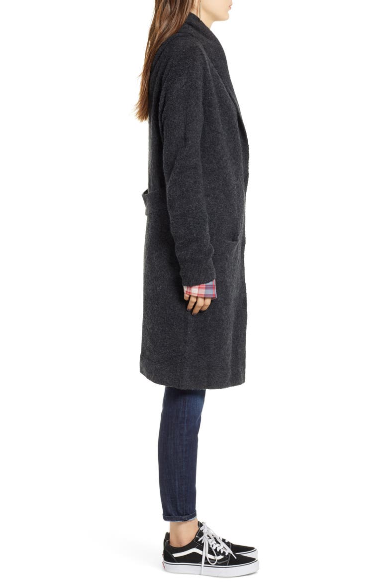 Belted Long Cardigan, Alternate, color, GREY DARK CHARCOAL HEATHER