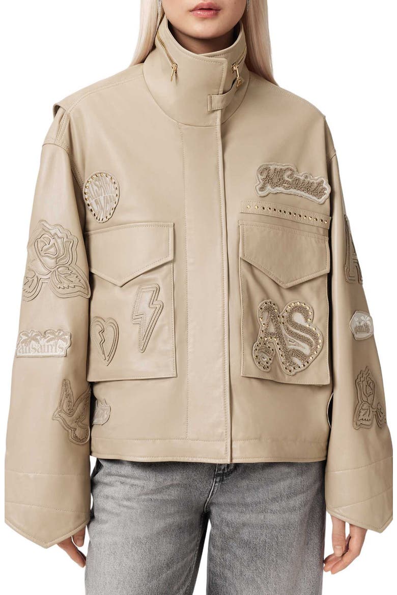 Logo Patch Jacket, Main, color, TAUPE BROWN