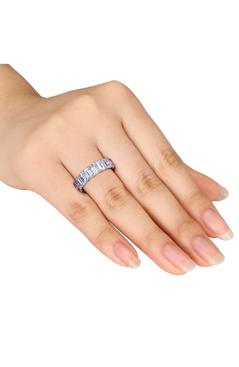Julianna B. Cubic Zirconia Emerald-Cut Eternity Ring, Alternate, color, Sterling Silver