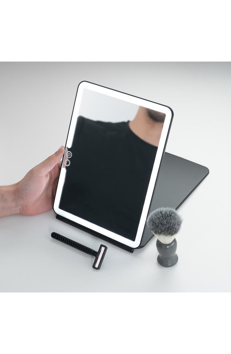 LUNA London ECLIPSE Travel Mirror | LED Lighted Rechargeable Vanity Makeup Mirror, Alternate, color, Matte Black