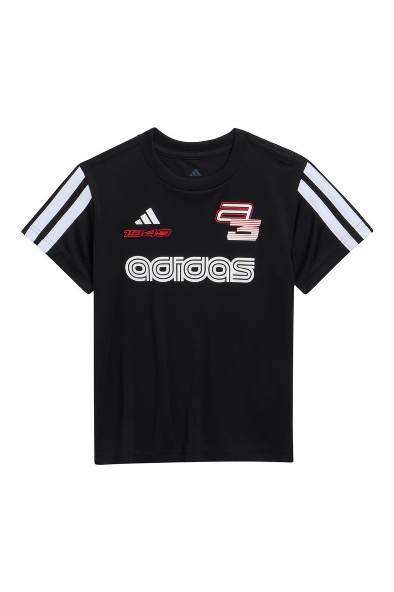 Kids' 3-Stripe Graphic Jersey Top, Main, color, BLACK