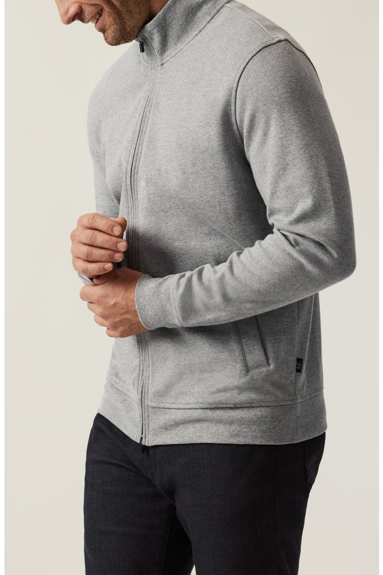 Mock Neck PIma Cotton Zip Jacket, Alternate, color, GREY MELANGE