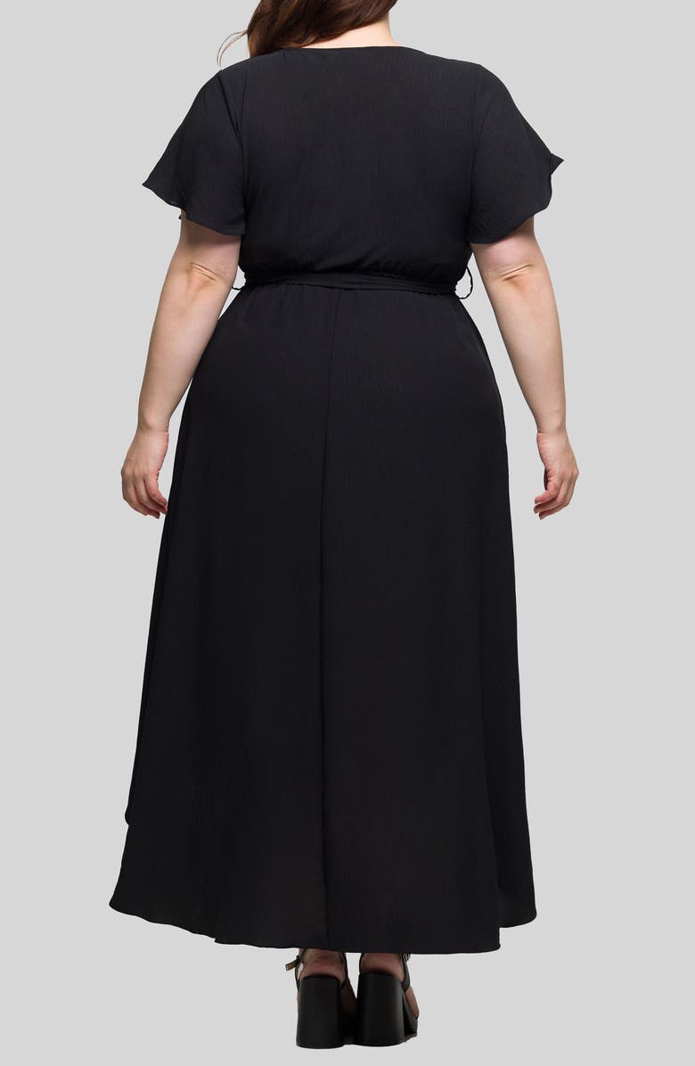 24seven Comfort Apparel Wrap Front High-Low Dress, Alternate, color, Black