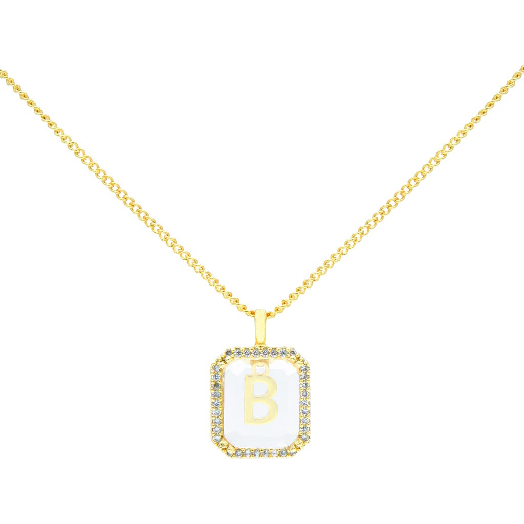 La Meno Crystal Letter Square Pendant Necklace