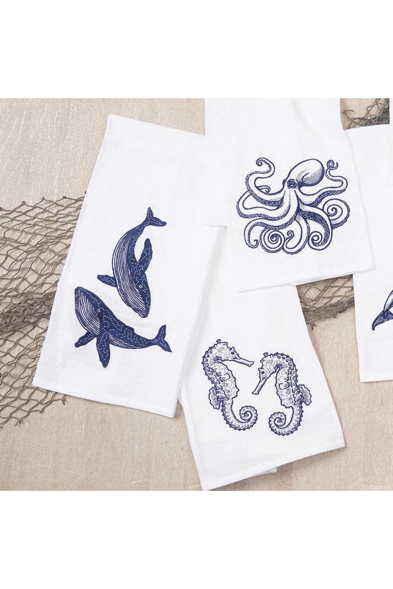 Blue Seahorses Kitchen and Bathroom Embroidered Hand Towel, Alternate, color, Blue