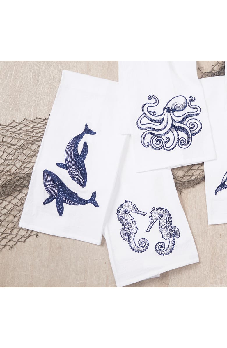 C&F Home Blue Whales Kitchen and Bathroom Embroidered Hand Towel, Alternate, color, Blue