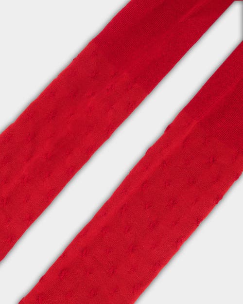 Deux Par Deux Knit Tights With Tone-on-tone Star In Red