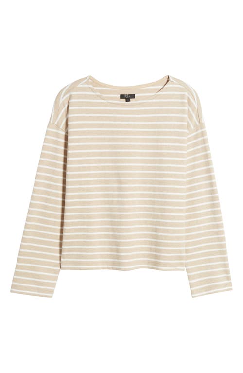Rails Macy Stripe Long Sleeve Cotton T-shirt In Heather Beige Stripe