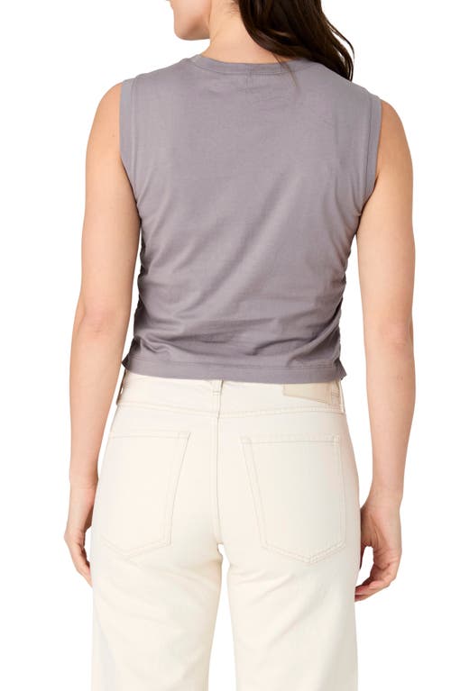 French Connection Ruched Cotton Muscle Tank In Dove Grey