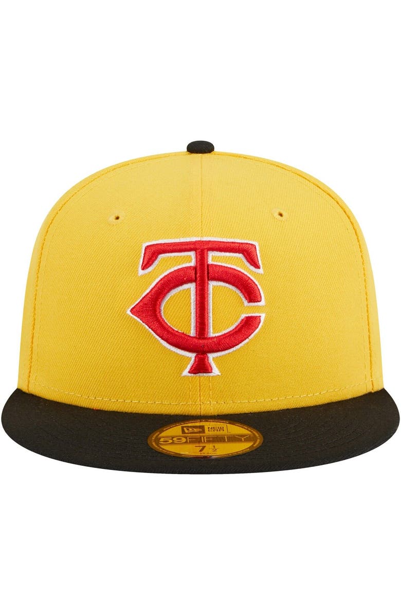New Era Men's New Era Yellow/Black Minnesota Twins Grilled 59FIFTY Fitted Hat, Alternate, color, 