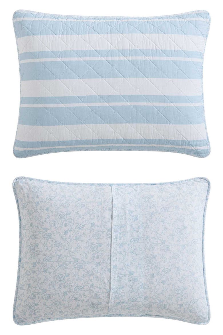 Seafront Stripe Reversible Cotton Quilt Set, Alternate, color, BLUE SEAFRONT STRIPE