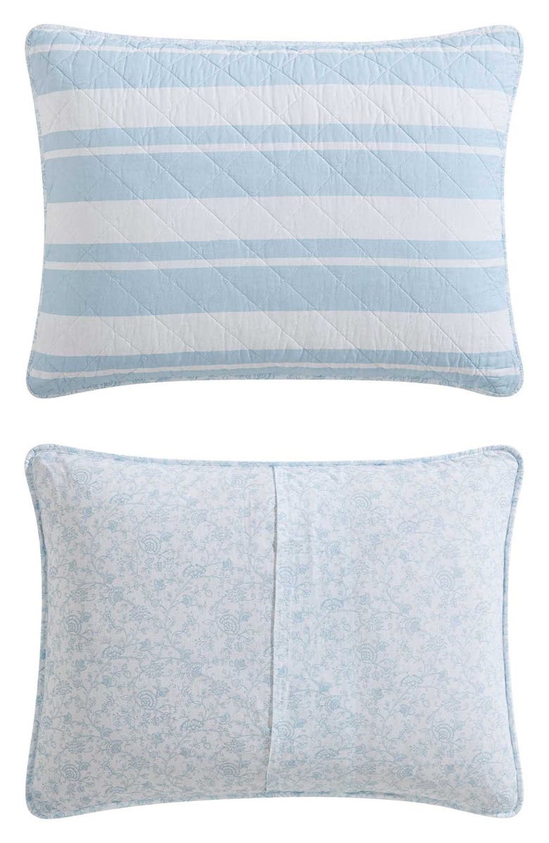 Nautica Seafront Stripe Reversible Cotton Quilt Set, Alternate, color, Blue Seafront Stripe