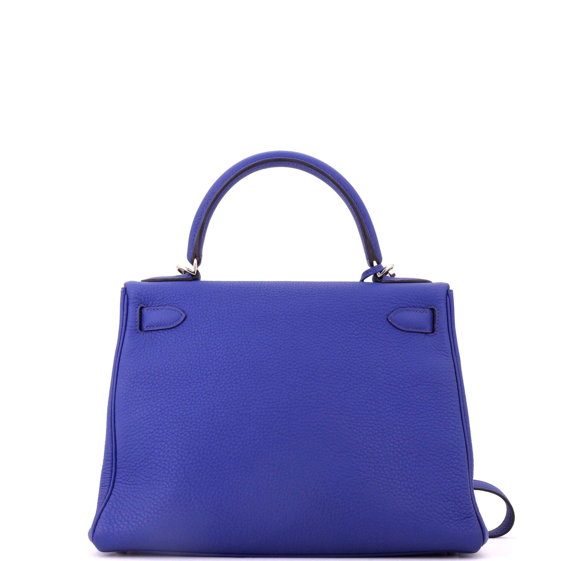 Pre-Owned Hermes Kelly Handbag Blue Togo with Palladium Hardware 28, Alternate, color, Bleu Electrique
