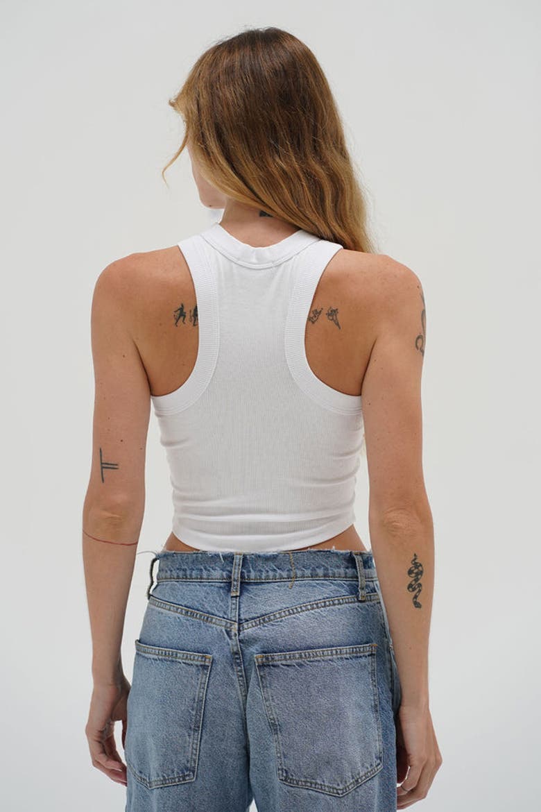Detra Ribbed Tank, Alternate, color, White