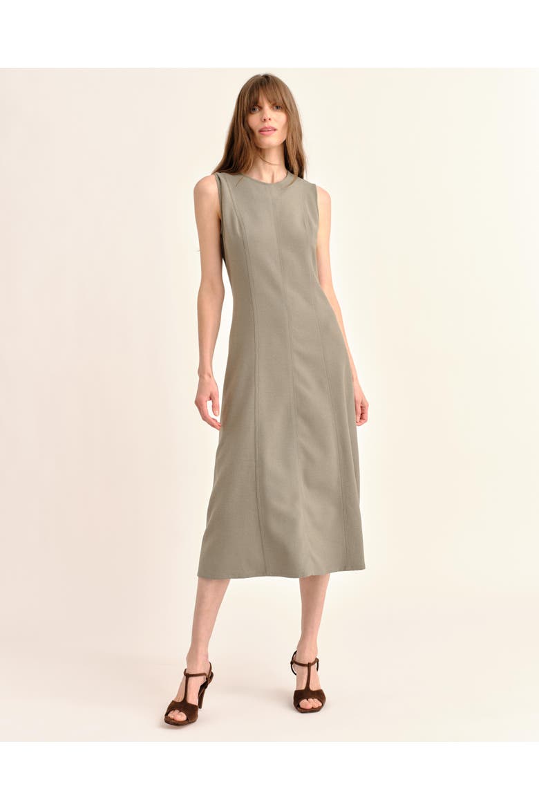 Rain Pebbled Crepe Midi Dress, Alternate, color, Moss