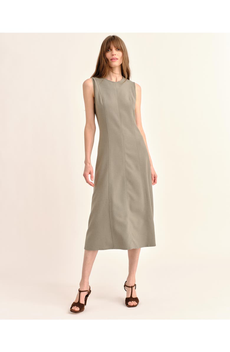 Cartolina Rain Pebbled Crepe Midi Dress, Alternate, color, Moss