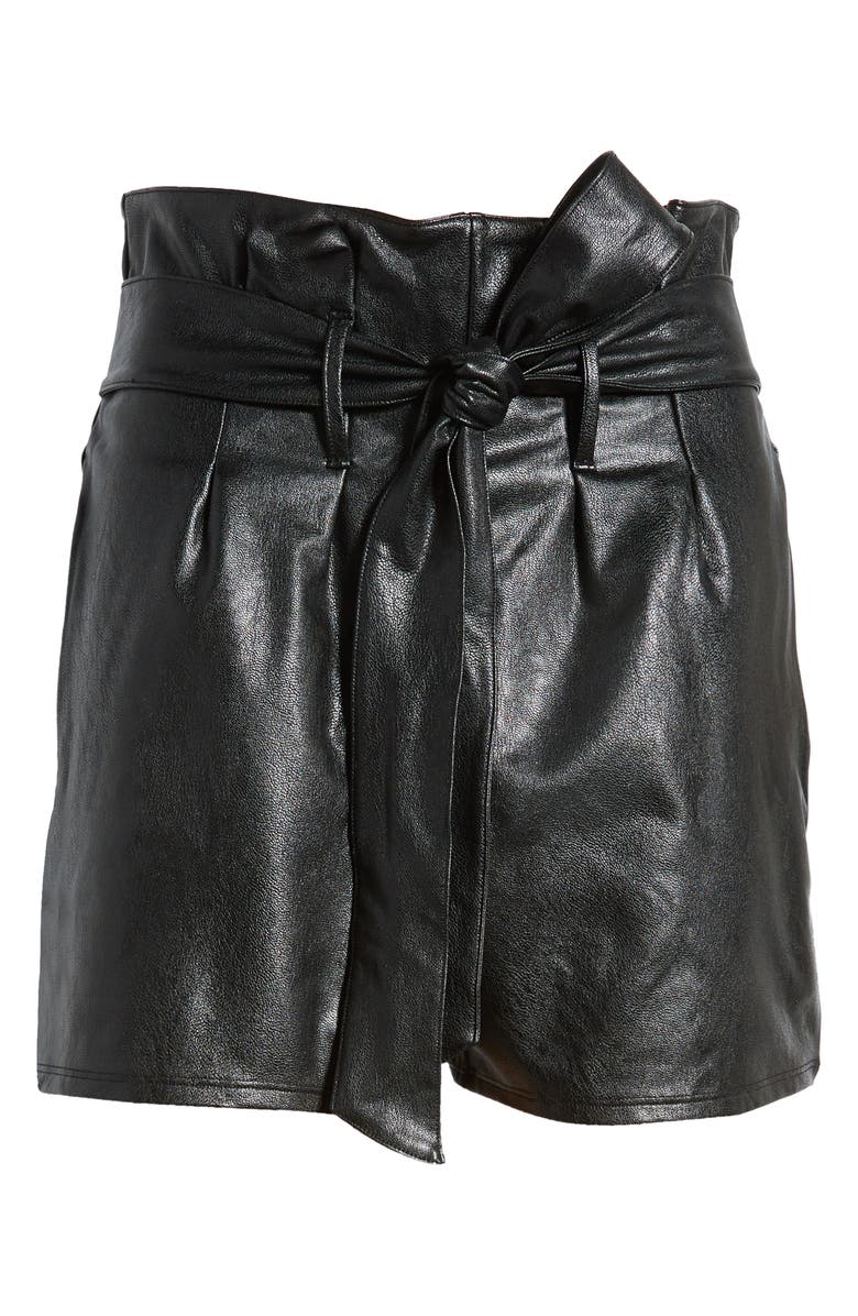 Commando High Waist Faux Leather Paperbag Shorts, Alternate, color,