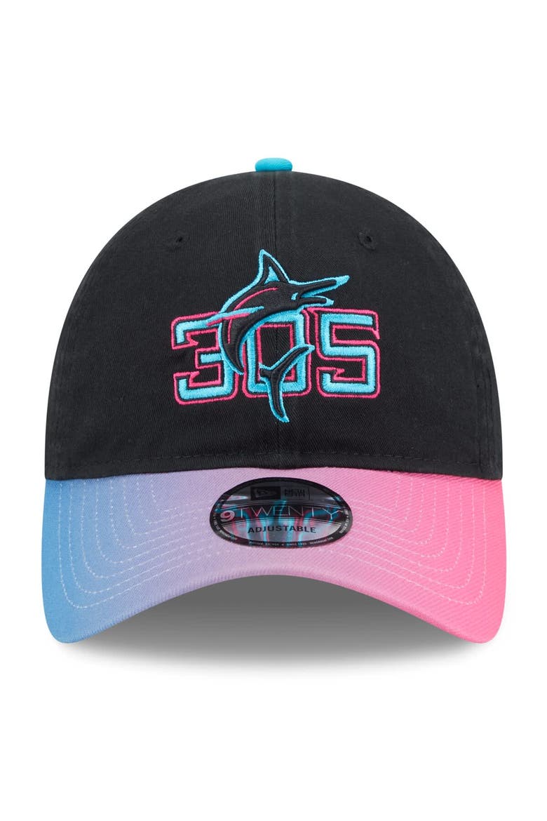 Men's New Era Black/Pink Miami Marlins 2025 City Connect 9TWENTY Adjustable Hat, Alternate, color, Black