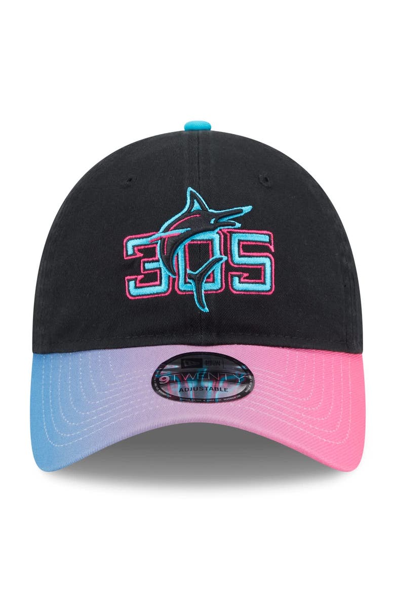 New Era Men's New Era Black/Pink Miami Marlins 2025 City Connect 9TWENTY Adjustable Hat, Alternate, color, Black