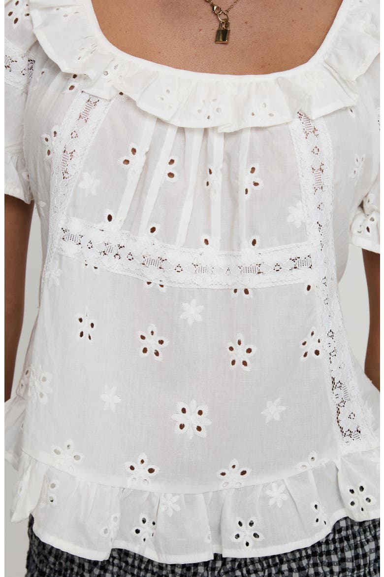 Teigen Eyelet Lace Top, Alternate, color, WHITE