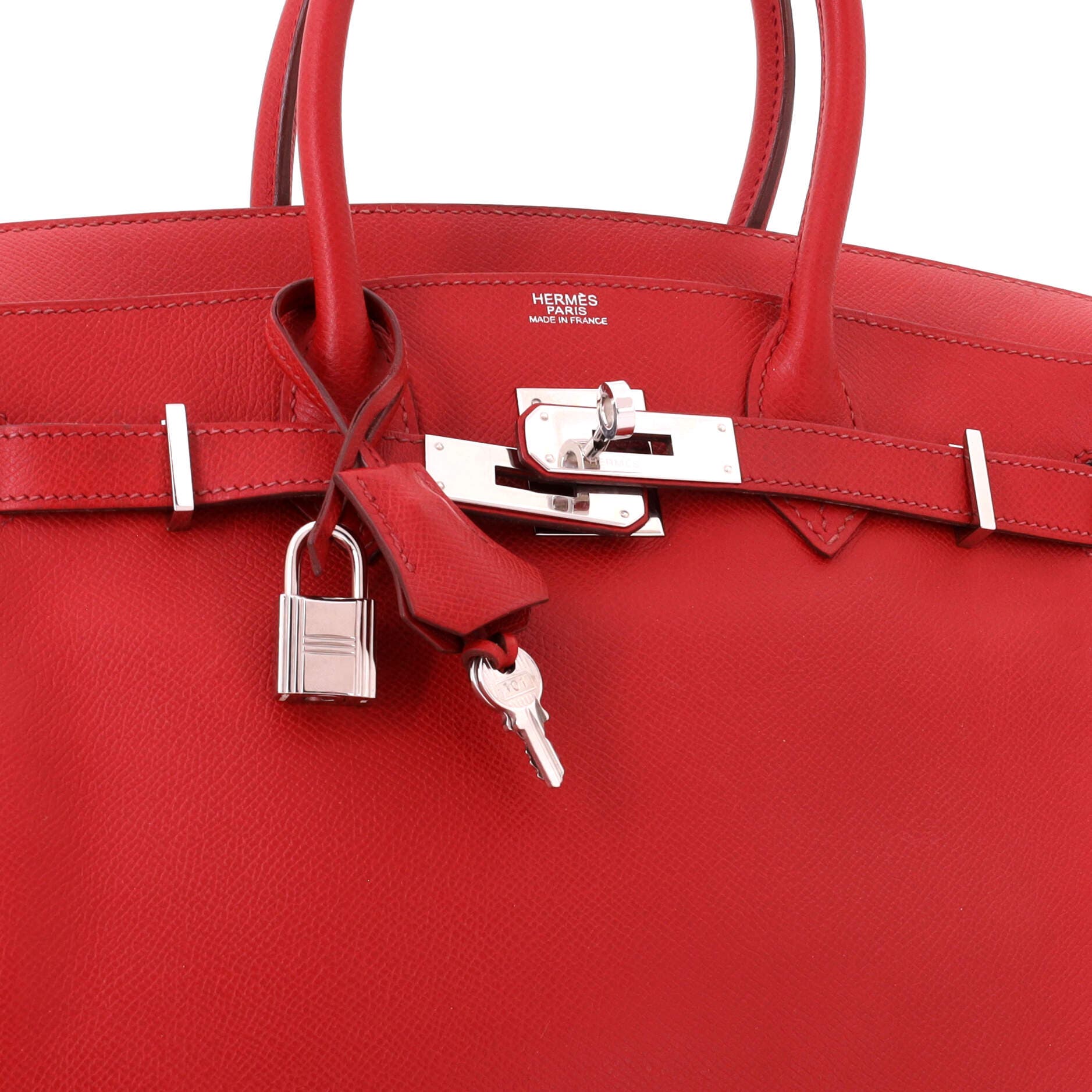 Pre-Owned Hermes Birkin Handbag Red Epsom with Palladium Hardware 25, Alternate, color, Rouge Garance