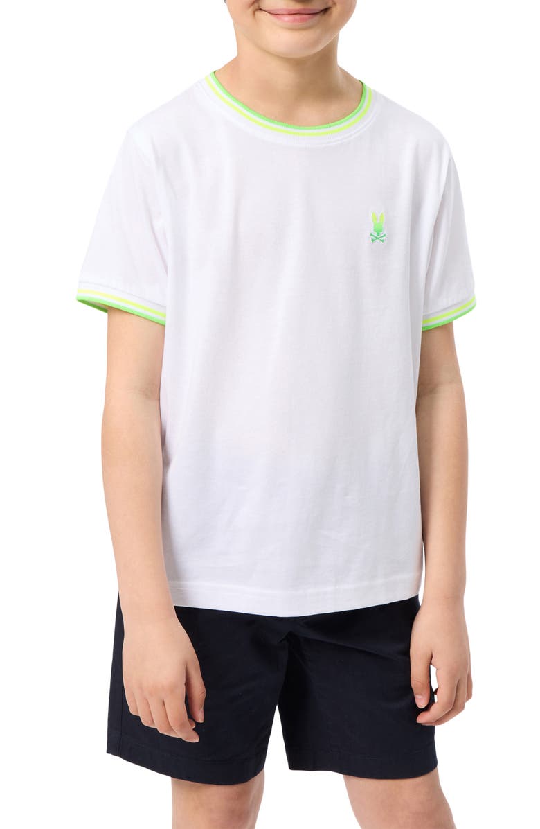 Psycho Bunny Kids' Andrews Tipped Ringer T-Shirt, Alternate, color, White