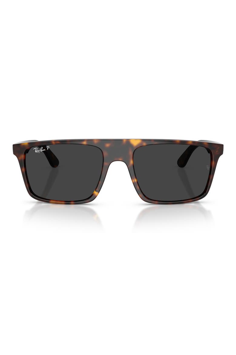 55mm Polarized Square Sunglasses, Main, color, HAVANA / POLAR BLACK