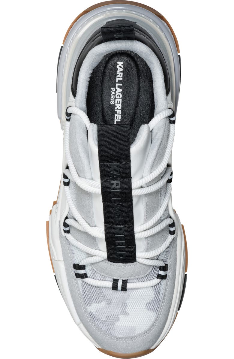 KARL LAGERFELD PARIS Danton Criss Cross Lace Sneaker, Alternate, color, White/ Grey