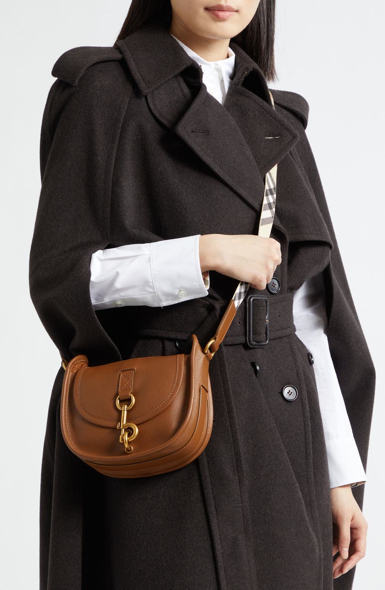 Burberry Mini B Clip Messenger Bag, Alternate, color, Hazel