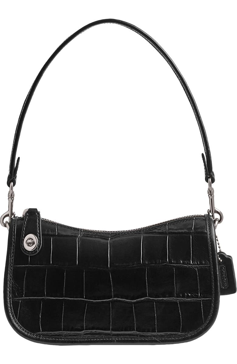 COACH Swinger Croc Embossed Leather Shoulder Bag, Main, color,