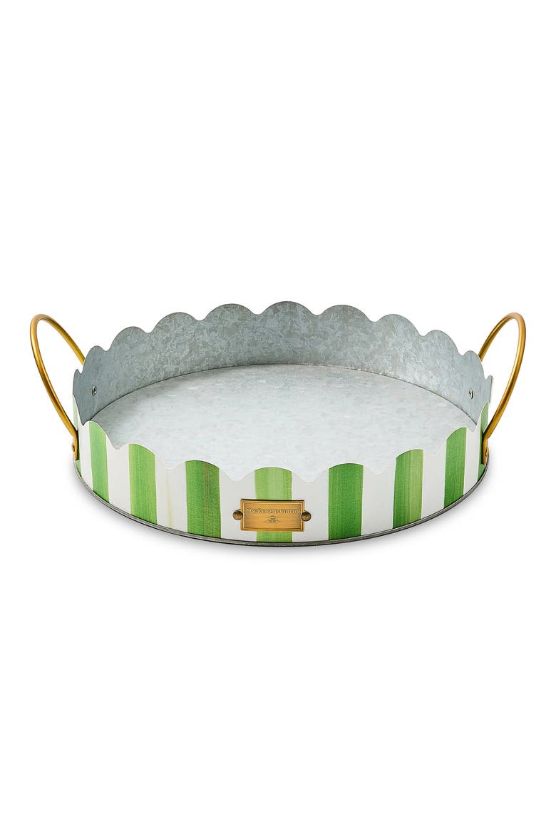 Grass Green Stripe Set of 2 Serving Trays, Alternate, color, GREEN
