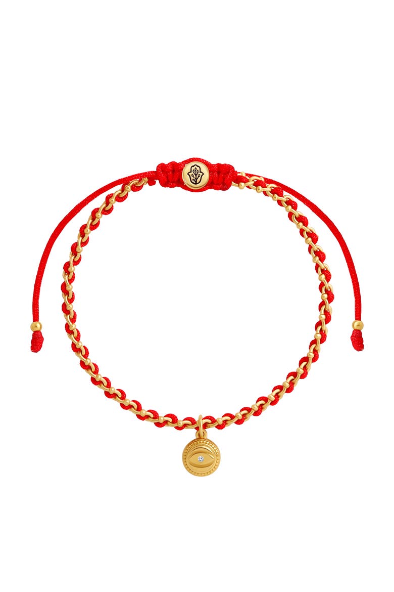 Evil Eye Gold Plated Red String Adjustable Bracelet Divine Shield, Main, color, Red/Gold