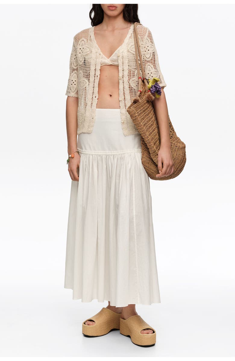 Bimba y Lola Openwork Knit Cardigan, Alternate, color, Sand