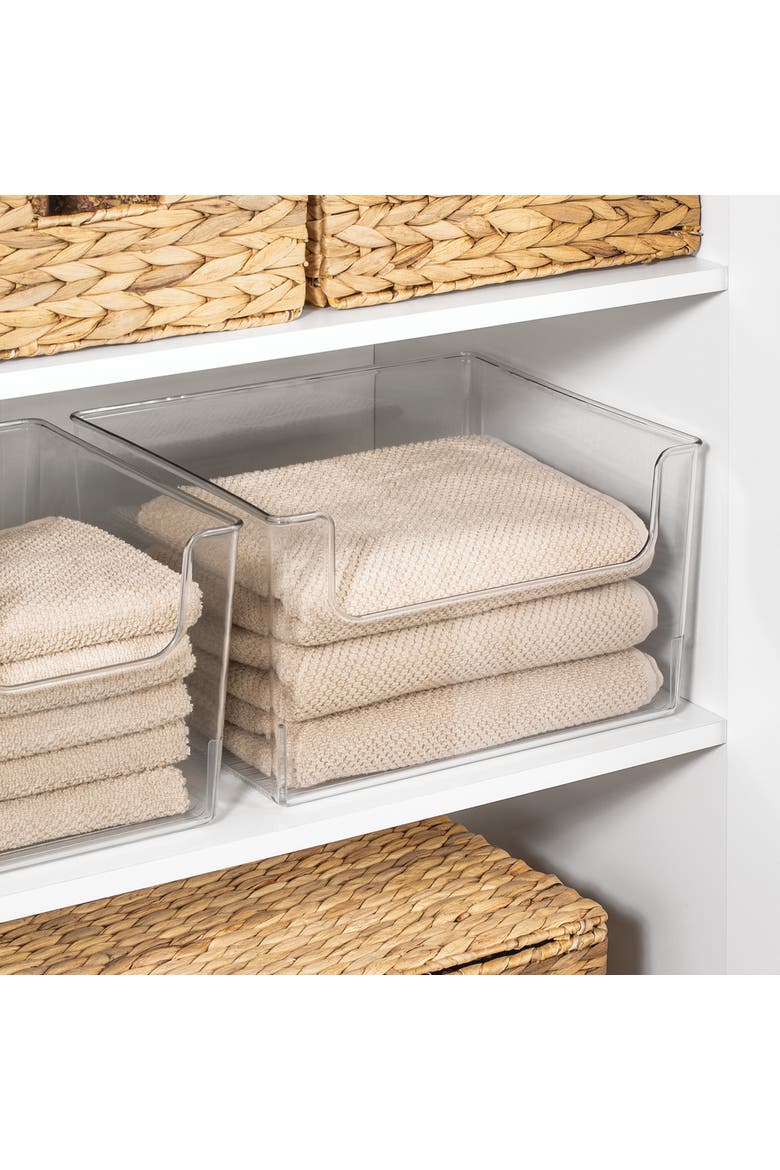 Open-Front Storage Bin for Kitchen, Pantry, Bathroom, Office, Set of 4, Clear, Made in USA, Alternate, color, Clear