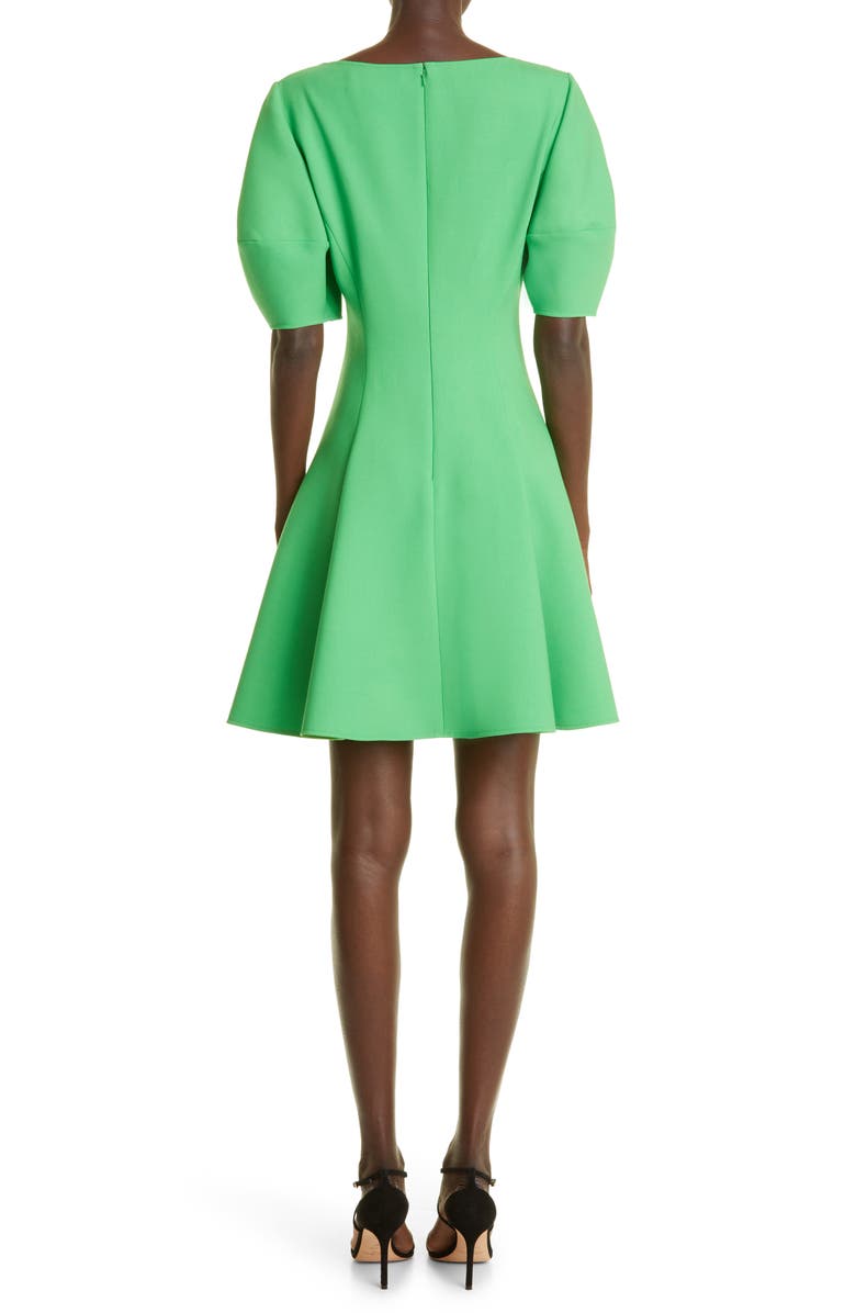 Oscar de la Renta Lantern Sleeve Stretch Wool Blend Minidress, Alternate, color,