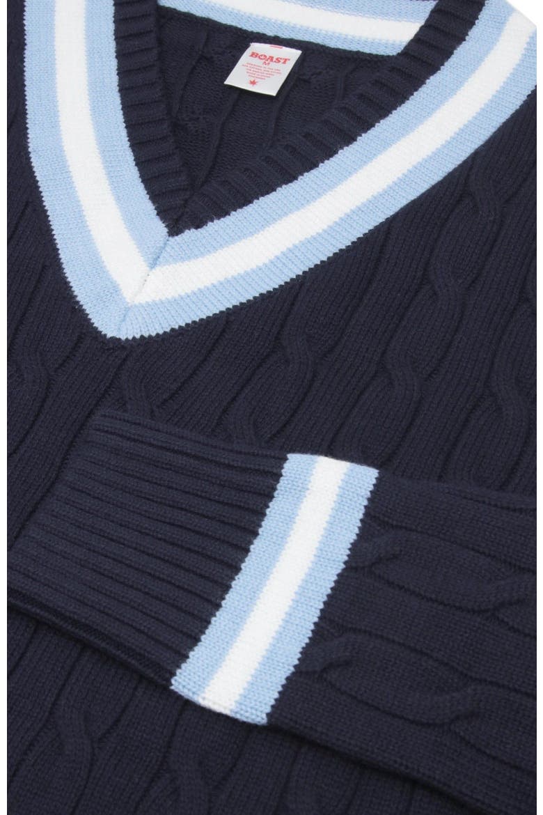 Cable-Knit Sweater, Alternate, color, White Navy