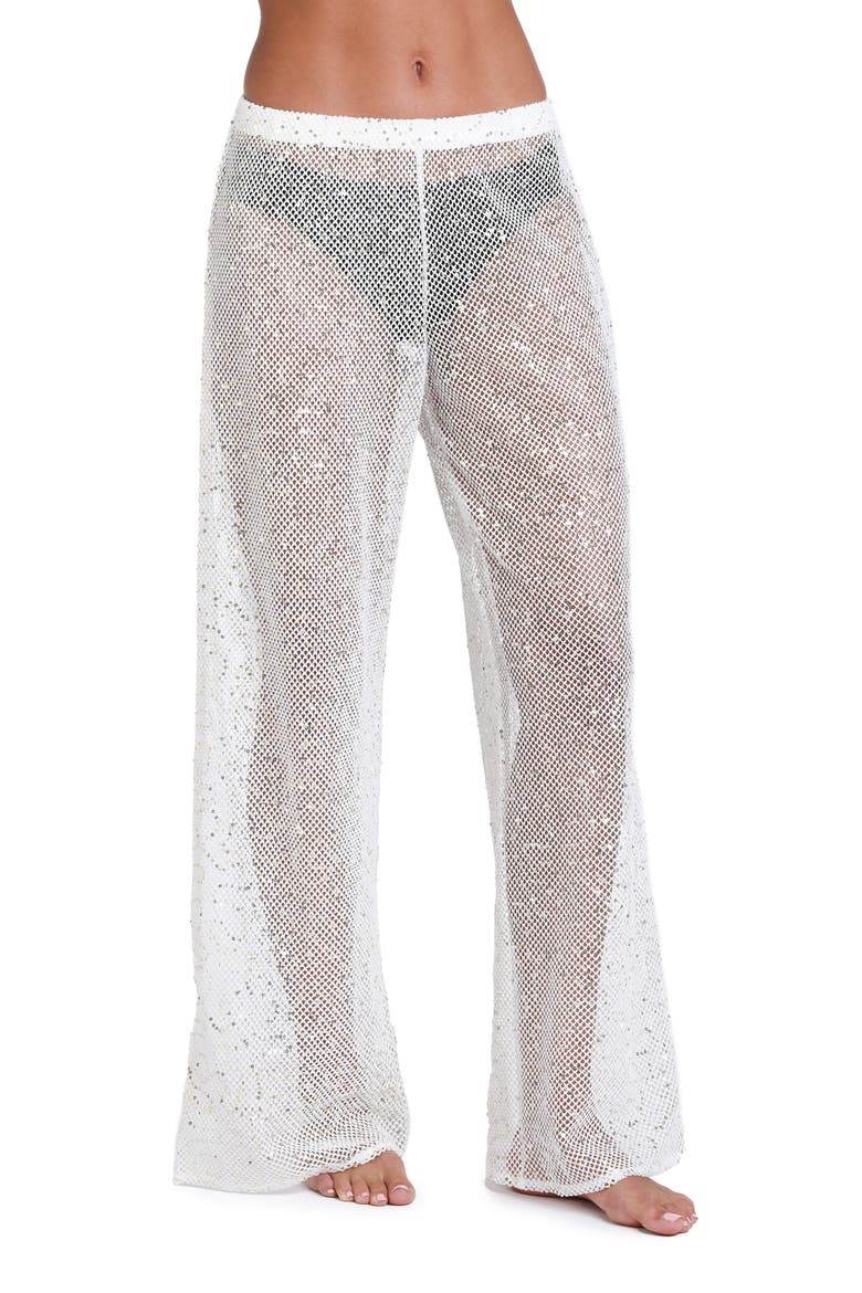 Shine Open Stitch Cover-Up Pants, Main, color, WHITE